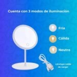 Espejo Led Rectangular Redondo Maquillaje - Blanco - Image 3