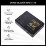 Switch Selector HDMI 3 en 1 PC Tvr DVD Ps3 Definición 4K