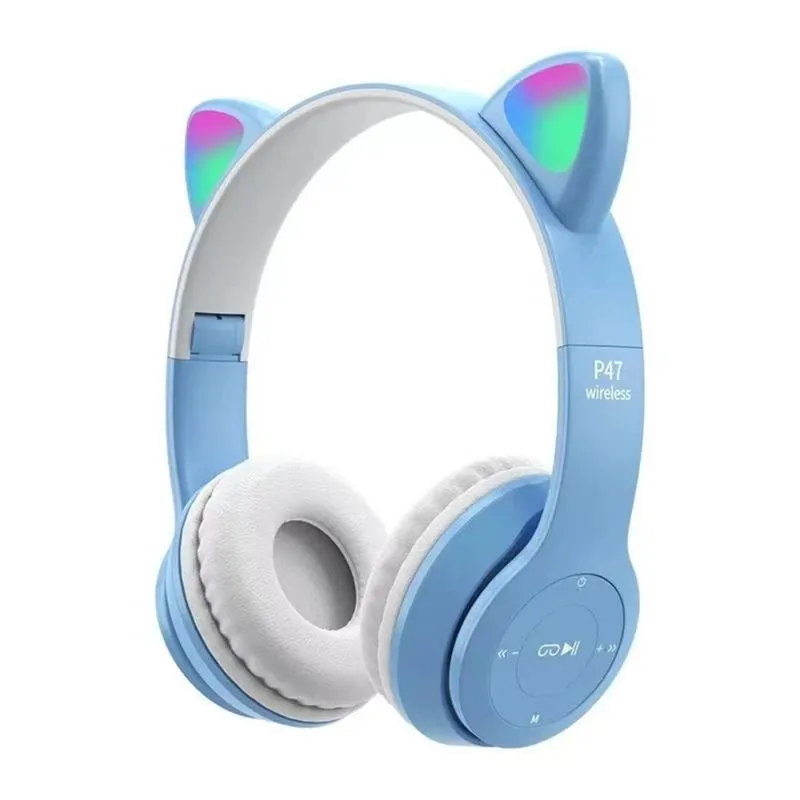 940040-800-auto Auricular Bluetooth Gatito con Luz Celeste - Imagen 1