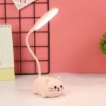 Velador Luz Led Recargable Gatito Rosa