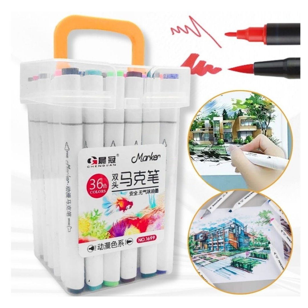 2026/02/1000552236.jpg Fibrones Doble Punta Colores Pastel X36 Piezas - Image 1