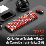 Teclado y Mouse Inalámbrico Retro T-Wolf TF-350 - Rojo - Imagen 3