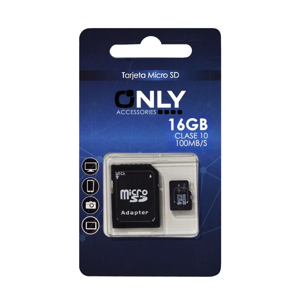 16178879361ac5290507c139727fc92b5e373944c5.jpg Memoria MicroSD 16GB Clase 10 Only - Imagen 1