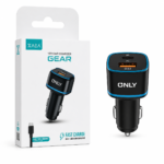Cargador 12V Auto ONLY Gear MODS-504 1 USB 1 Tipo C + Cable Tipo C Negro