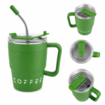 Taza Térmica 480ml Acero Inoxidable con Tapa y Sorbete Verde - Imagen 2