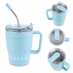 Taza Térmica 480ml Acero Inoxidable con Tapa y Sorbete Celeste - Imagen 2