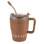 Taza Térmica 480ml Acero Inoxidable con Tapa y Sorbete Marron
