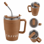 Taza Térmica 480ml Acero Inoxidable con Tapa y Sorbete Marron - Imagen 3