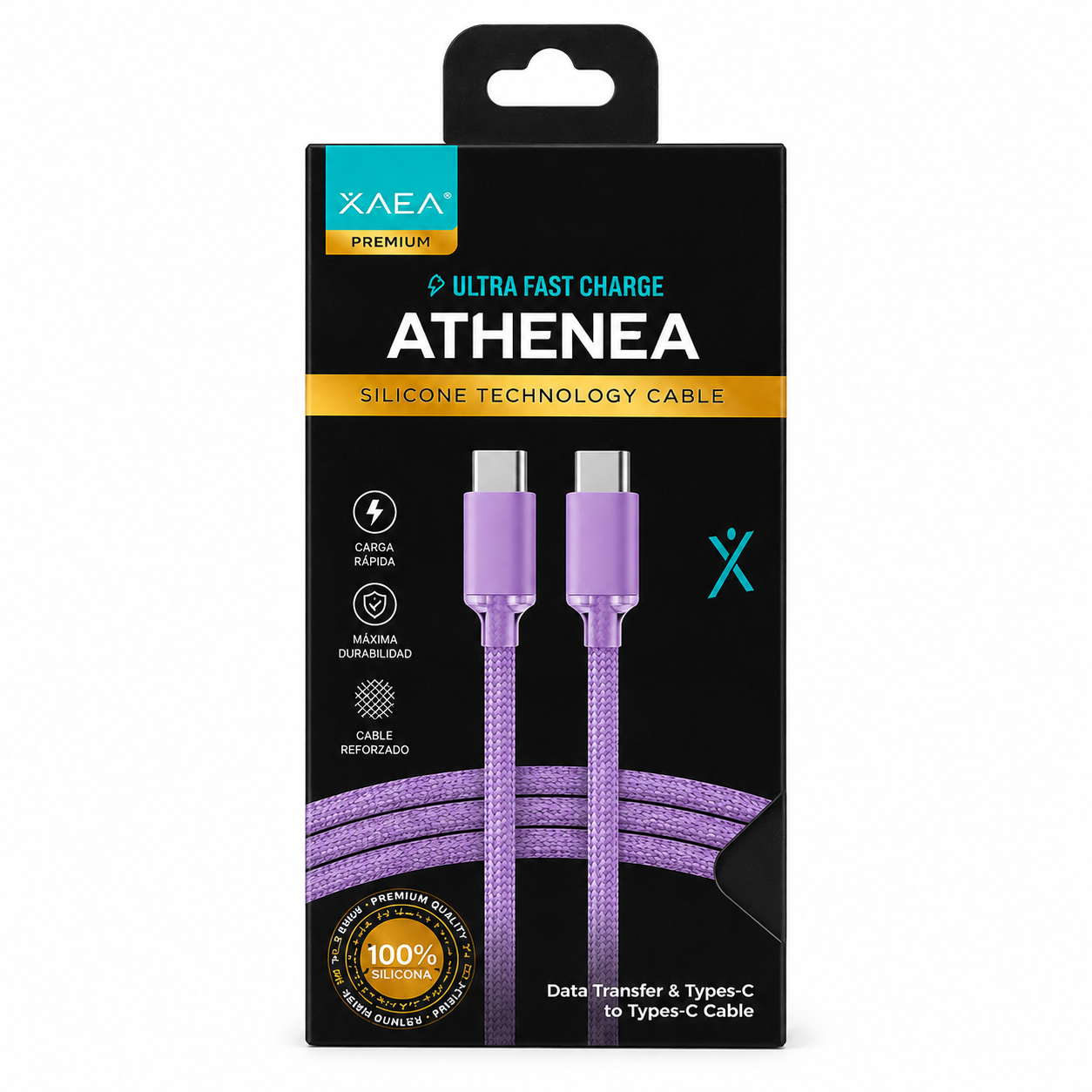 ChatGPT Image 27 may 2026, 10_57_11 Cable USB C a C Premium 1M Athenea - Lila - Imagen 1