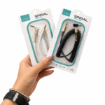Cable Auxiliar 3.5 MOD69 1,8 m Espiral Negro