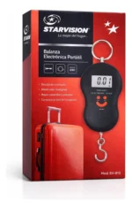 Balanza Electrónica 50kg con Gancho para Viaje Star Vision Negra