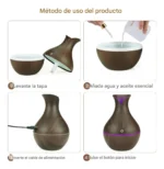 Humidificador Aromatizador LED Símil Madera USB - Imagen 4
