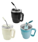 Taza Térmica 480ml Acero Inoxidable con Tapa y Sorbete Celeste - Imagen 3