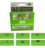 Pilas AA Recargables USB con Luz - Imagen 2