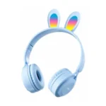 Auriculares Inalámbricos Dinax Over-ear Bluetooth Luces LED RGB Orejas Conejo Celeste