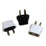 Adaptador 2 Espigas Rectas 110V a 2 Patas Cruzadas 220V Negro