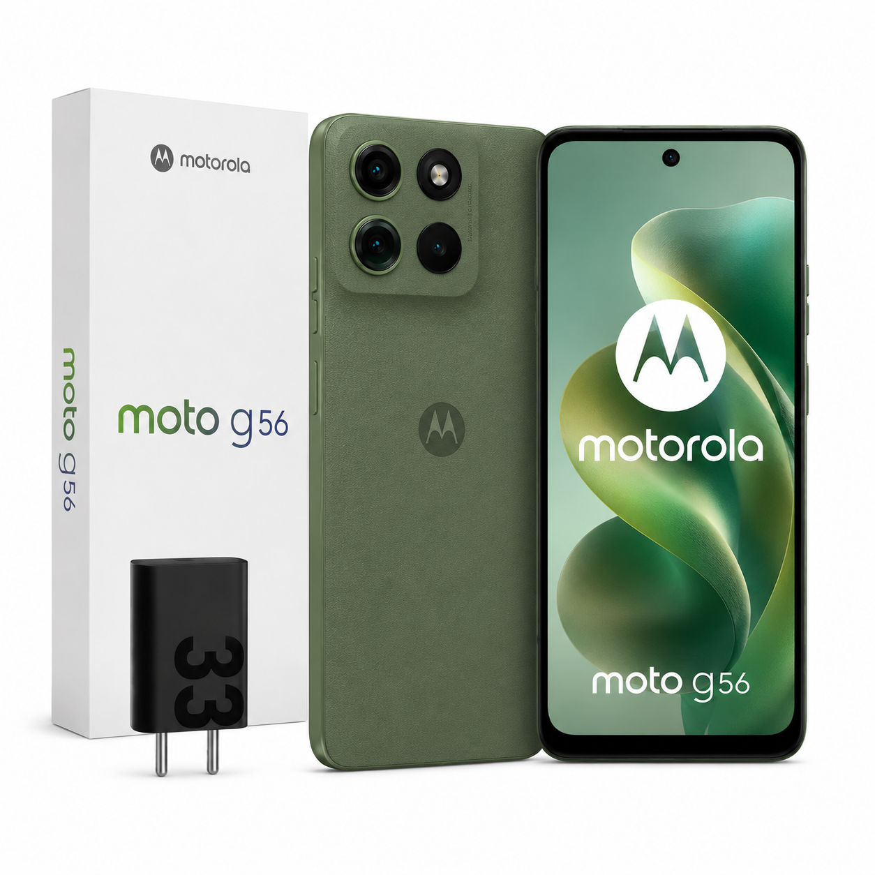 ChatGPT Image 8 jun 2026, 11_40_45 Motorola Moto G56 256GB 8GB RAM Pantone Dazzling Green Verde + Funda + Cargador - Imagen 1
