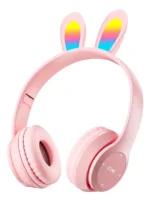 Auriculares Inalámbricos Dinax Over-ear Bluetooth Luces LED RGB Orejas Conejo Rosa