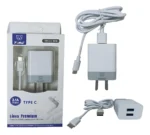 Cargador Time 2 Puertos + Cable Usb-C  - Tmcc 818
