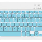 Combo Kit Teclado Y Mouse Recargable Slim Bluetooth Compacto Celeste
