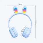 Auriculares Inalámbricos Dinax Over-ear Bluetooth Luces LED RGB Orejas Conejo Celeste - Imagen 3