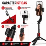 Estabilizador Extensible para Celular + Trípode Gimbal - Imagen 2
