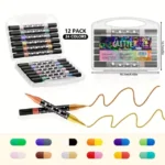 Set x12 de Marcadores Glitter Doble Punta 24 Colores en Valija